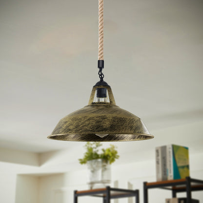 Industrial Hemp Rope  Shade Barn Slotted Ceiling Pendant Light-2155