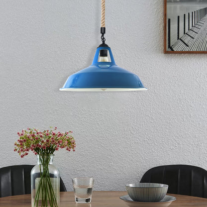 Industrial Hemp Rope  Shade Barn Slotted Ceiling Pendant Light-2155