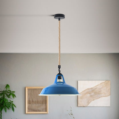 Industrial Hemp Rope  Shade Barn Slotted Ceiling Pendant Light-2155