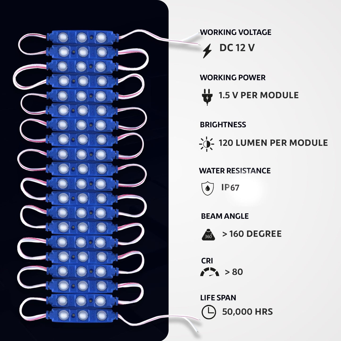 10PCS SMD Injection LED Module IP67 DC12V LED Lamp Chip~2643