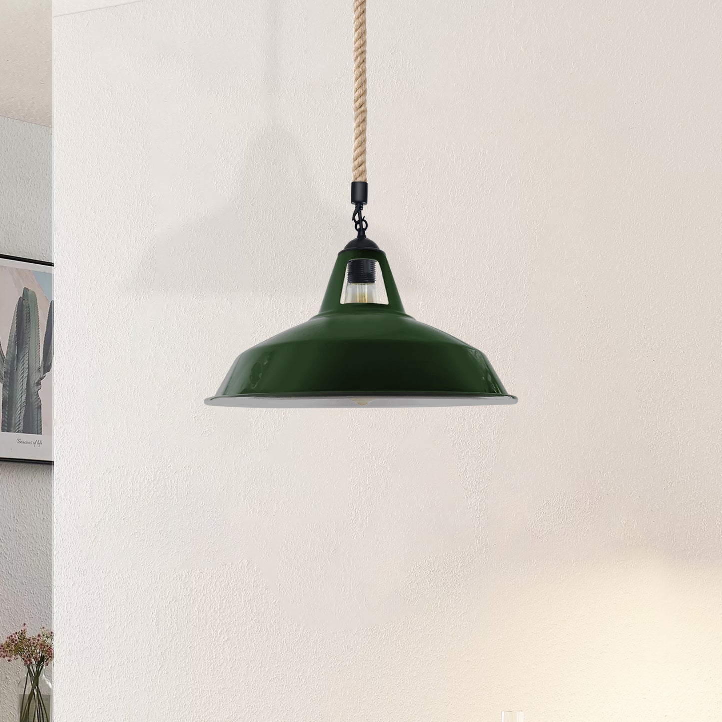 Industrial Hemp Rope  Shade Barn Slotted Ceiling Pendant Light-2155