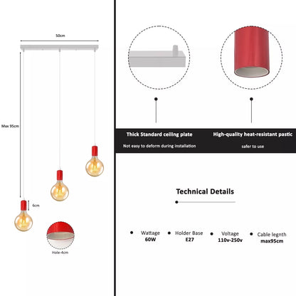 3 Way Pendant Light Fitting E27 ~3871