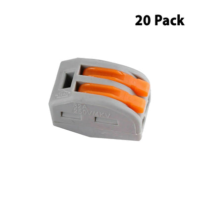 2 Way Reusable Spring Lever Terminal Block Electrical Cable Clamp Wire Connector~3053