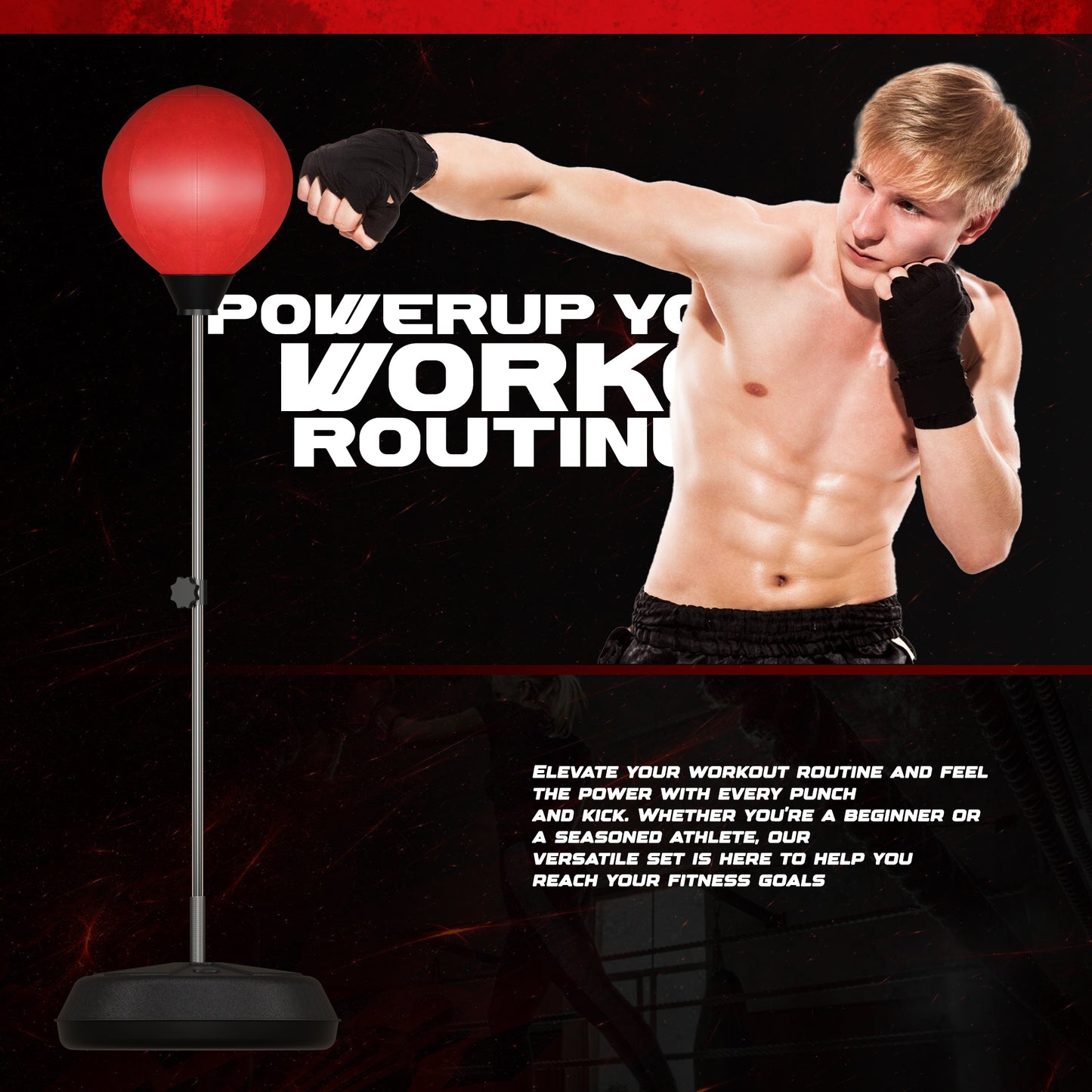 Adults Punching Set Free Standing Boxing Ball with Gloves Air Pump~3718