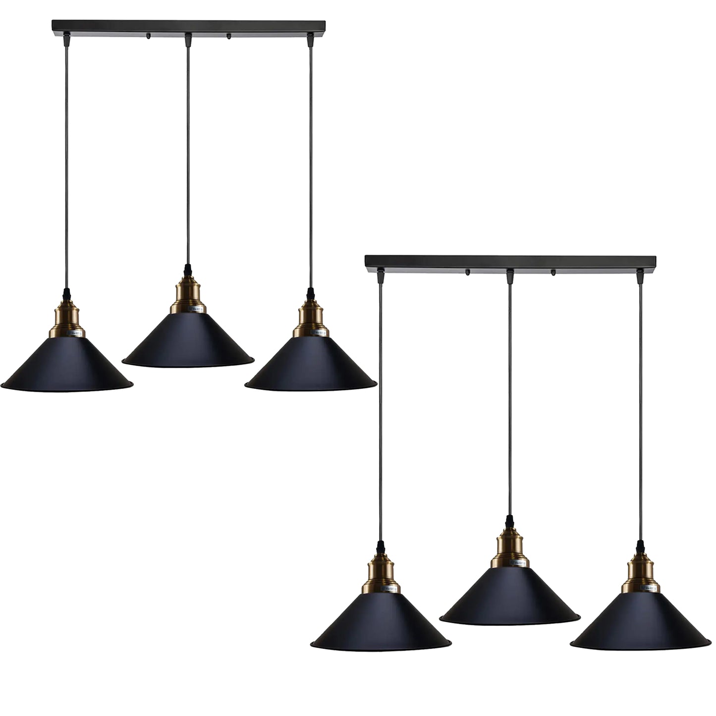 3 Head  Black Idustrial Hanging Pendant Light~3774