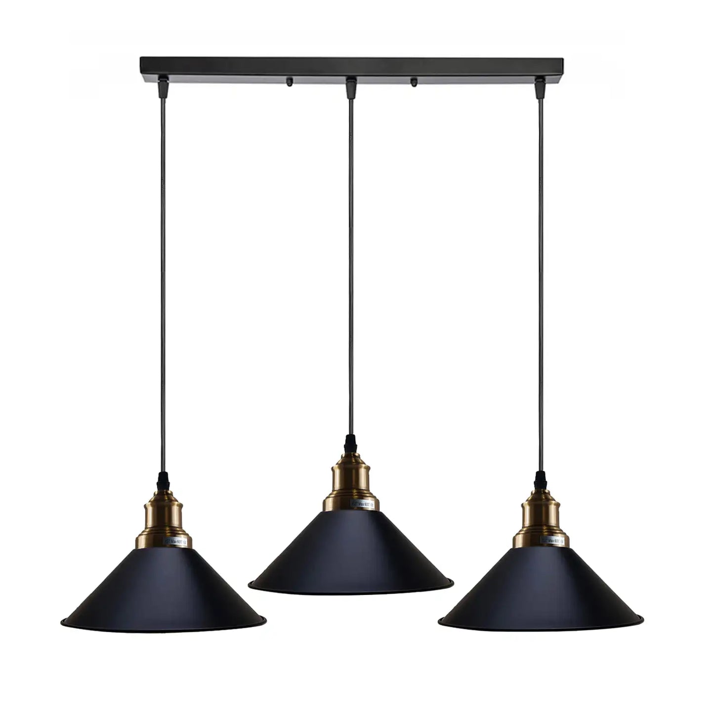 3 Head  Black Idustrial Hanging Pendant Light~3774