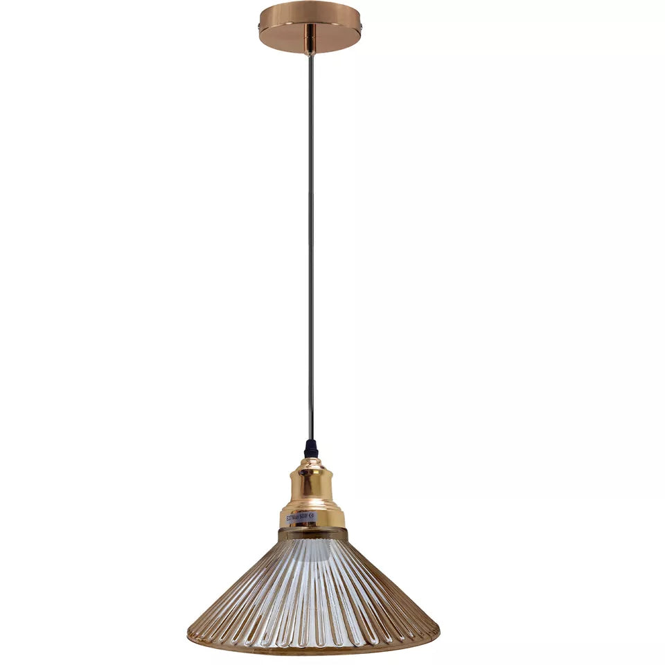 Industrial Amber Glass Pendant Light E27 Adjustable Lamp Fixture~3807