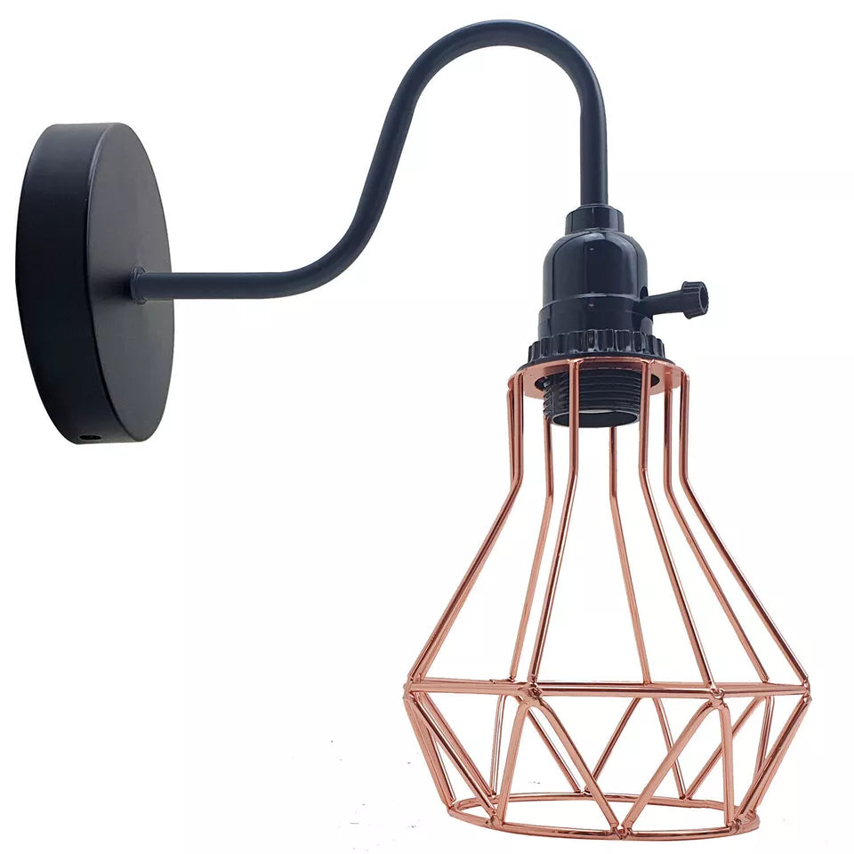 Vintage Rustic Wall Sconce: Industrial Cage Lamp~3811