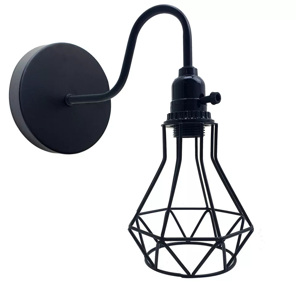 Vintage Rustic Wall Sconce: Industrial Cage Lamp~3811