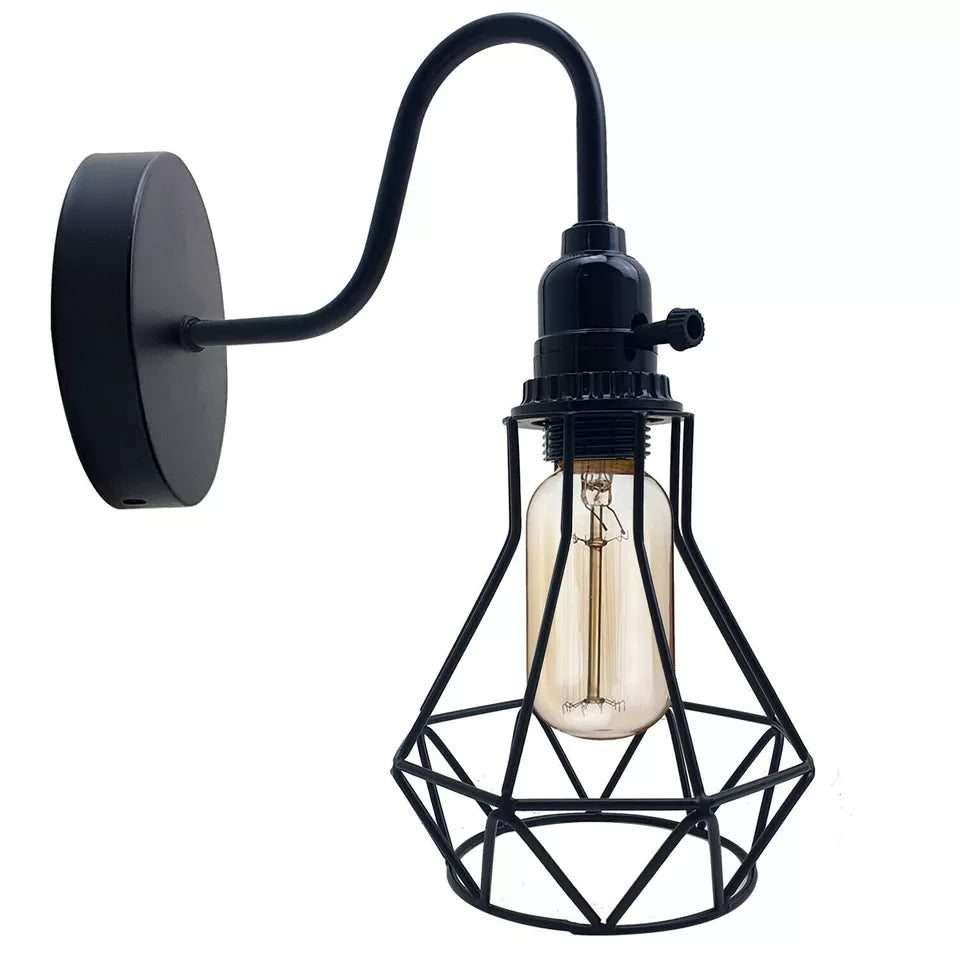 Vintage Rustic Wall Sconce: Industrial Cage Lamp~3811