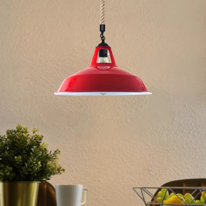 Industrial Hemp Rope  Shade Barn Slotted Ceiling Pendant Light-2155