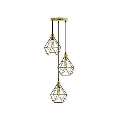 Industrial Ceiling Pendant Light Metal Cage E27 LED Hanging Retro Lamp~3852