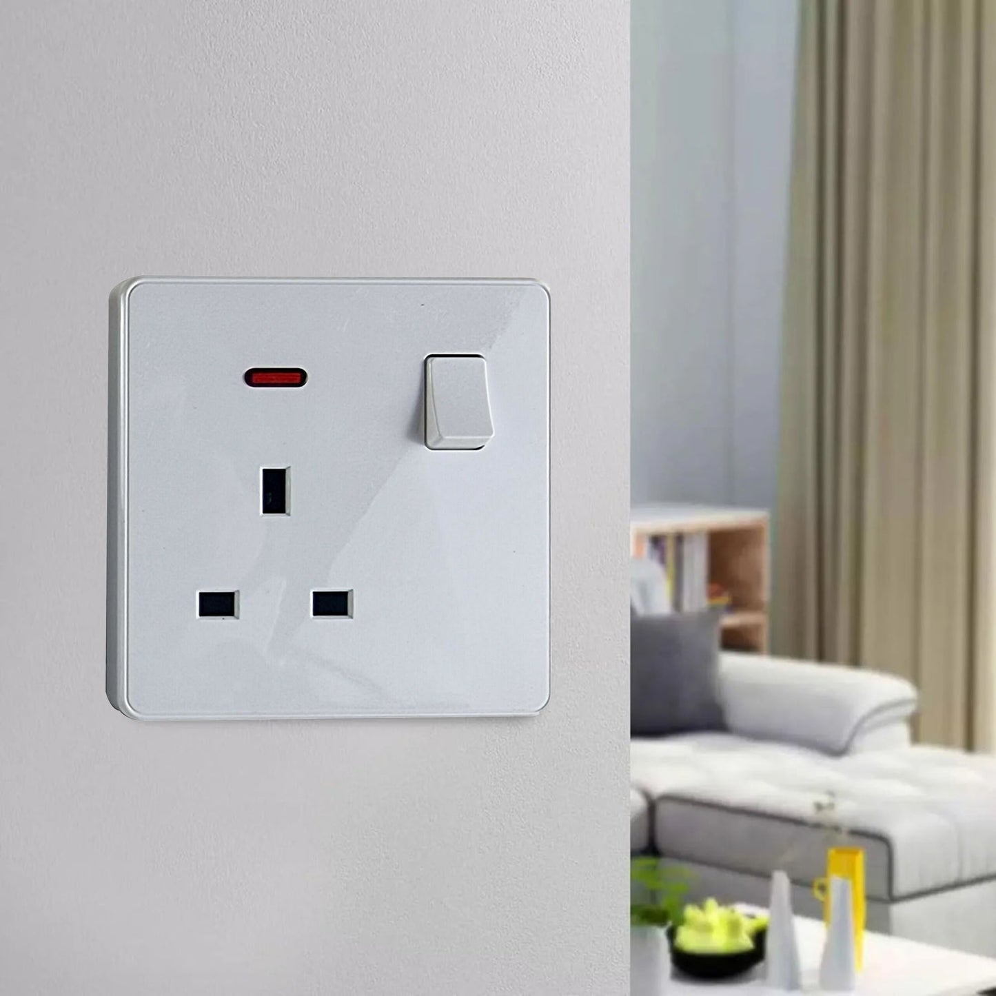 13Amp Single Switched wall plug socket with ON/OFF Switch LED Indicator UK Stock~3856