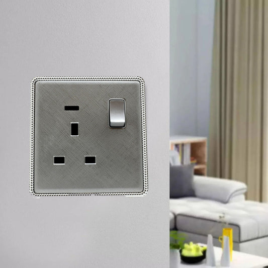 Brushed Chrome Screwless Light Switches & Socket~3921