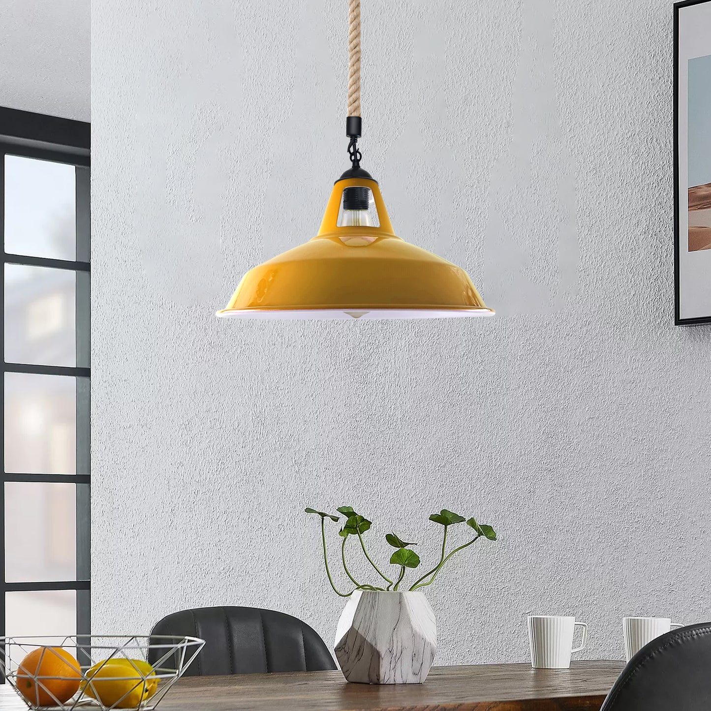 Industrial Hemp Rope  Shade Barn Slotted Ceiling Pendant Light-2155