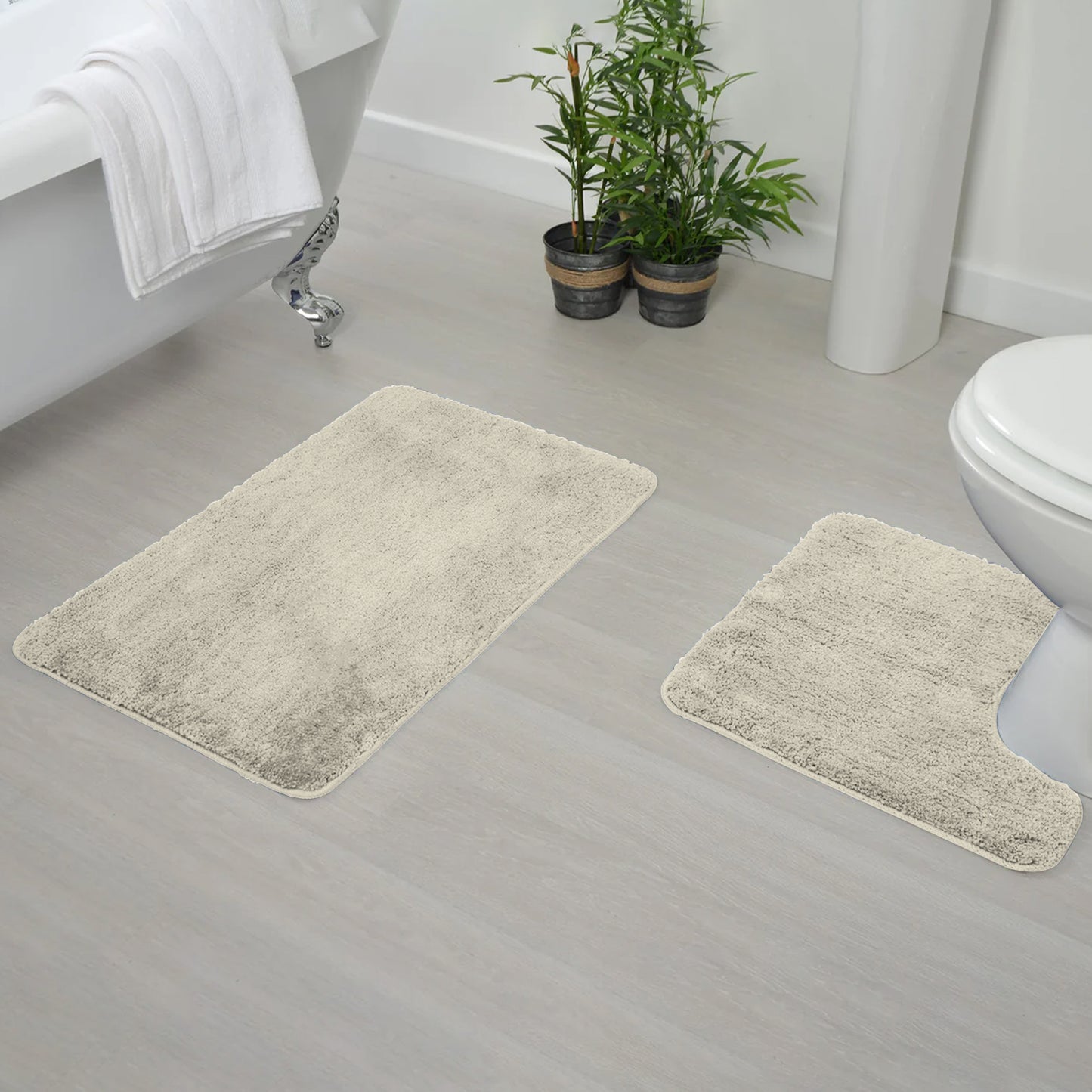 2 pcs non slip bathroom rug sets