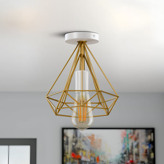 Modern Cage Ceiling Light Fitting Metal Industrial Retro Light