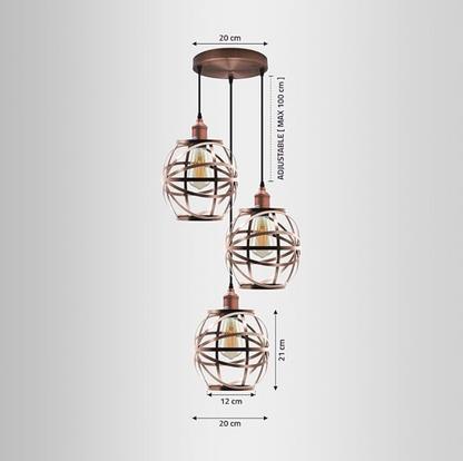 3 Head Wire Cage Hanging Pendant Light~3287