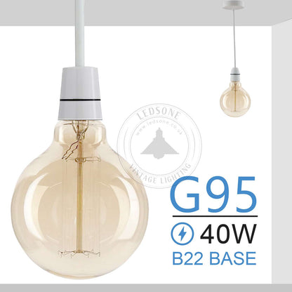 Dimmable G95 B22 40W Edison Vintage Filament Globe Light Lamp Bulb~3788