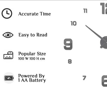 3d Sticker frameless clock