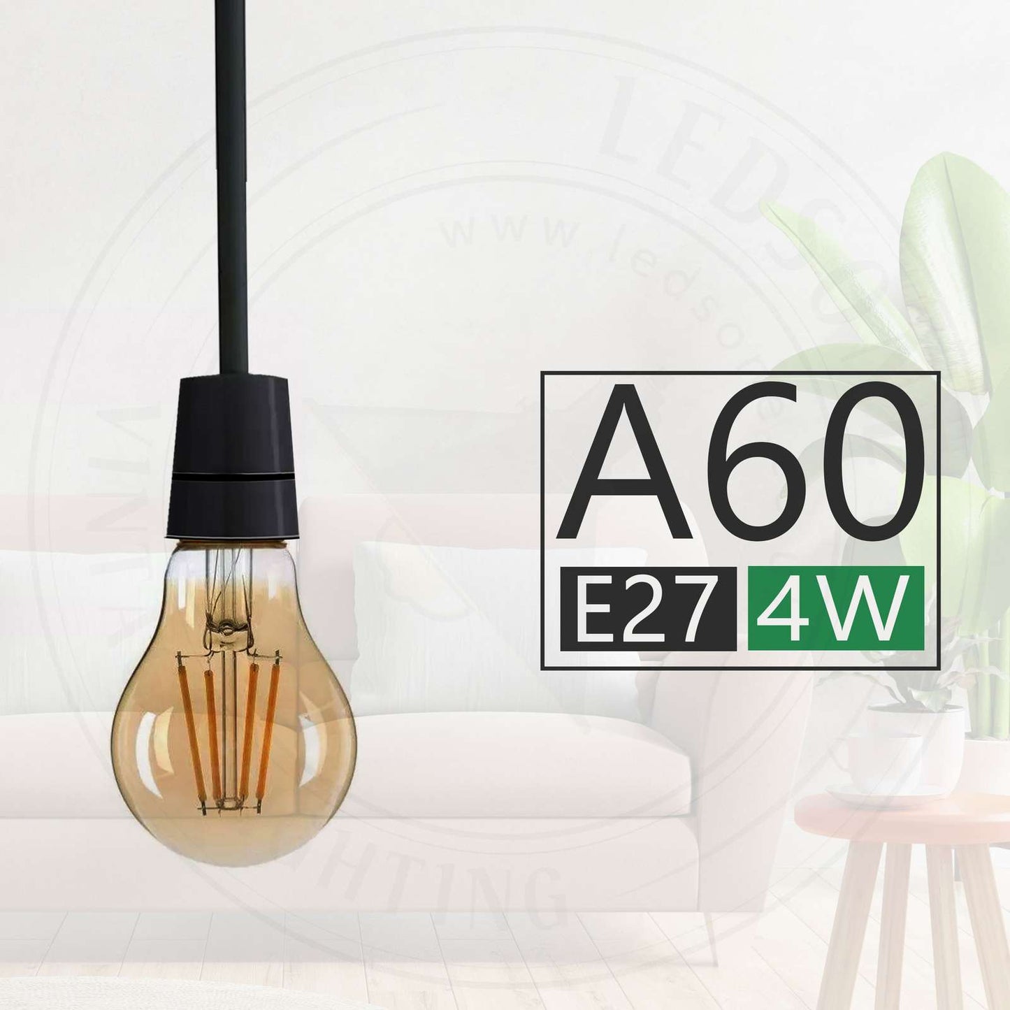 A60 E27 4W Edison Style Dimmable LED filament light Bulb~3806