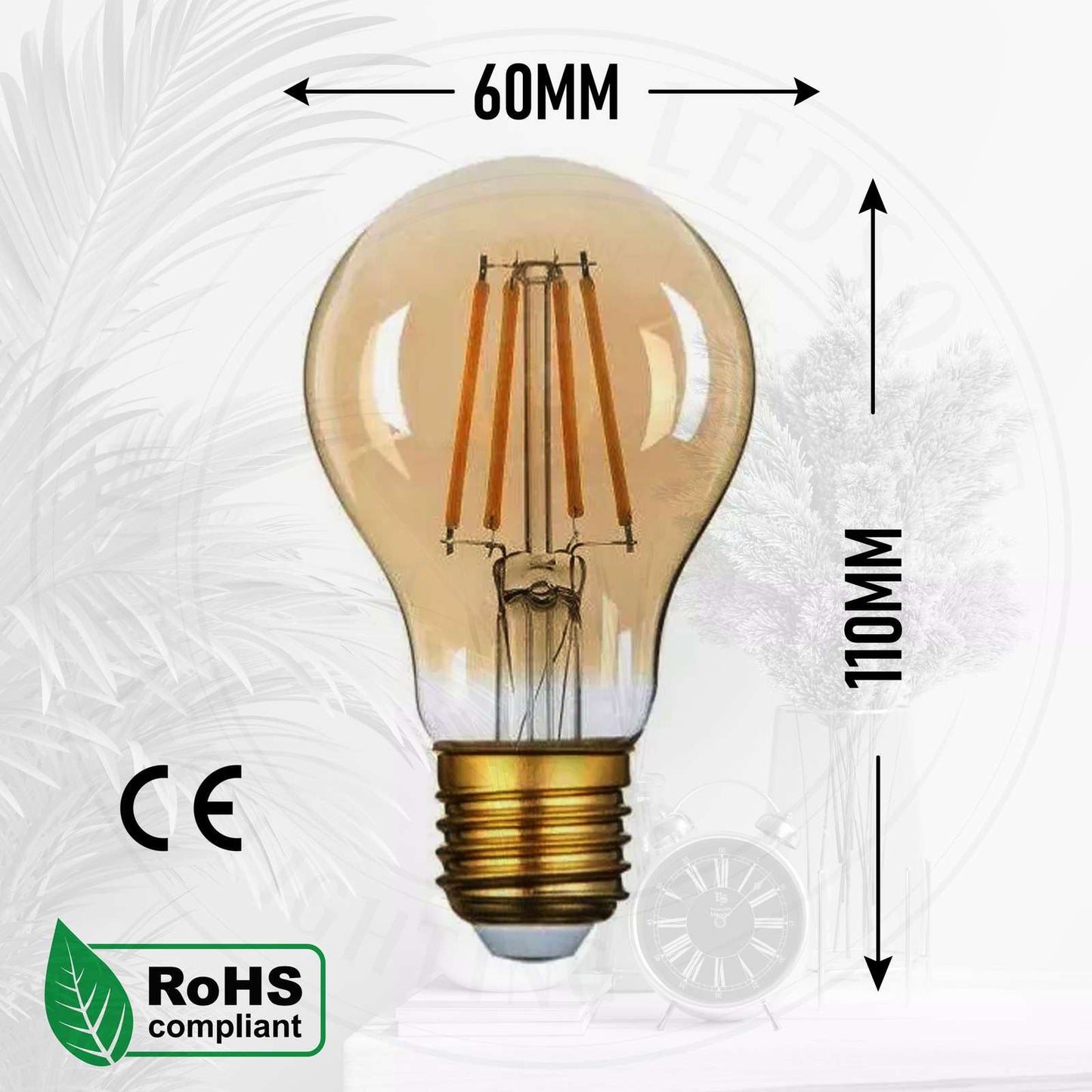 A60 E27 4W Edison Style Dimmable LED filament light Bulb~3806