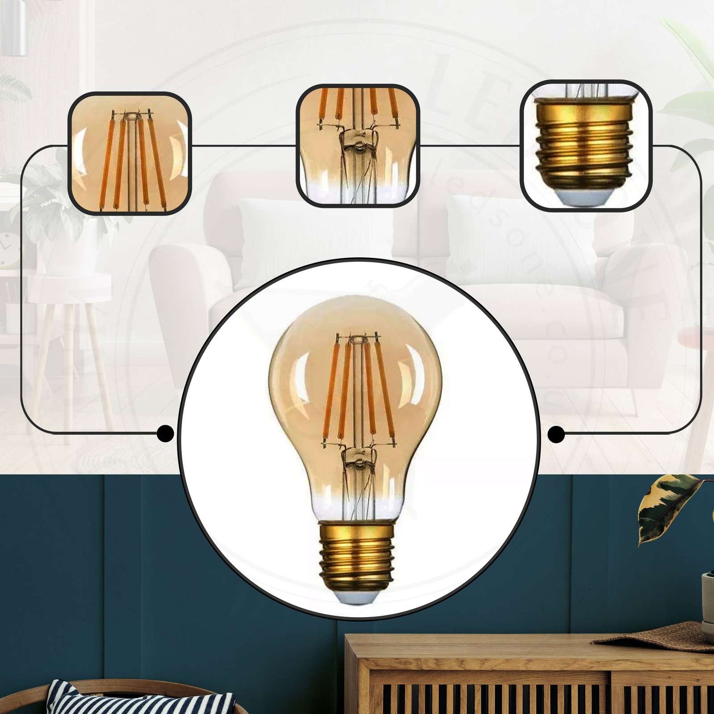 A60 E27 4W Edison Style Dimmable LED filament light Bulb~3806