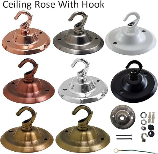 75mm Single Point Drop Outlet Plate Ceiling Rose Hook~1197