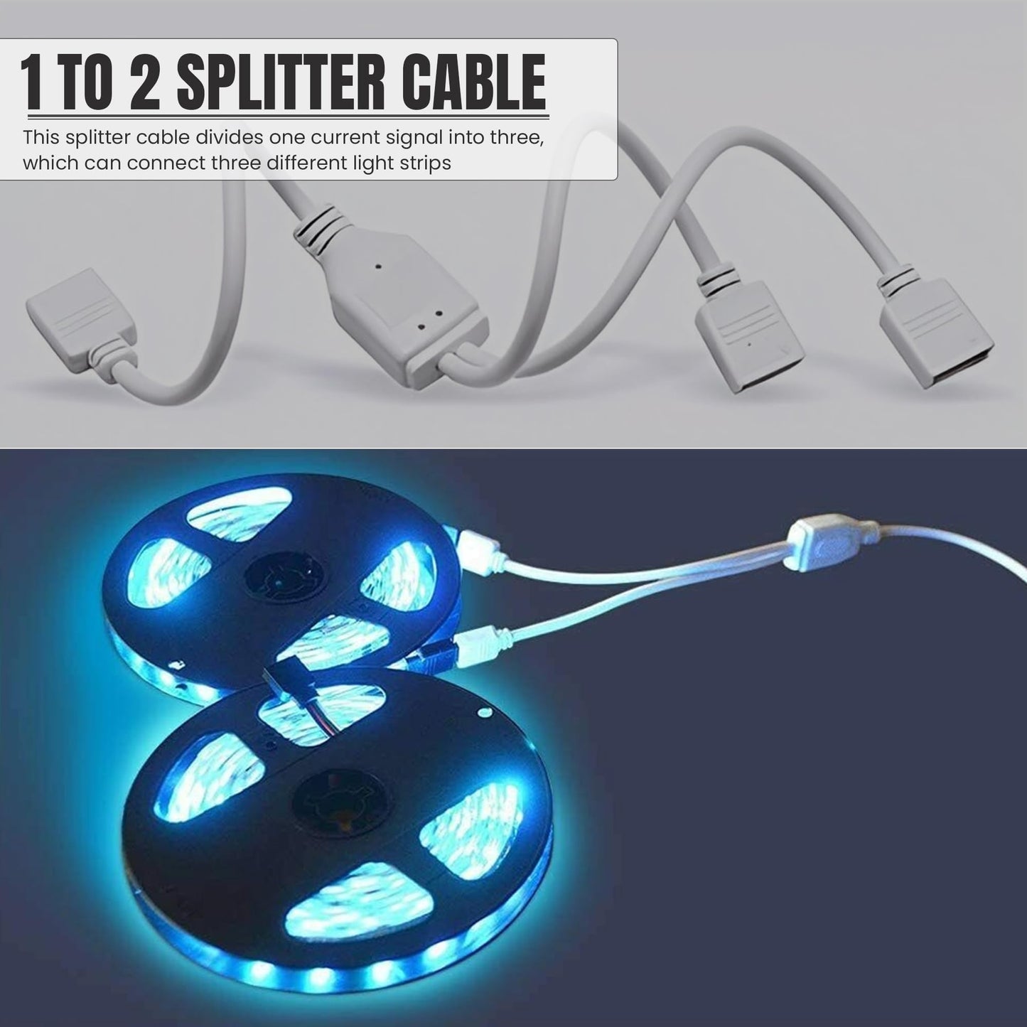 3Pcs LED Strip Light Connector Cable Adapter, Clip & Extension Wire~3839