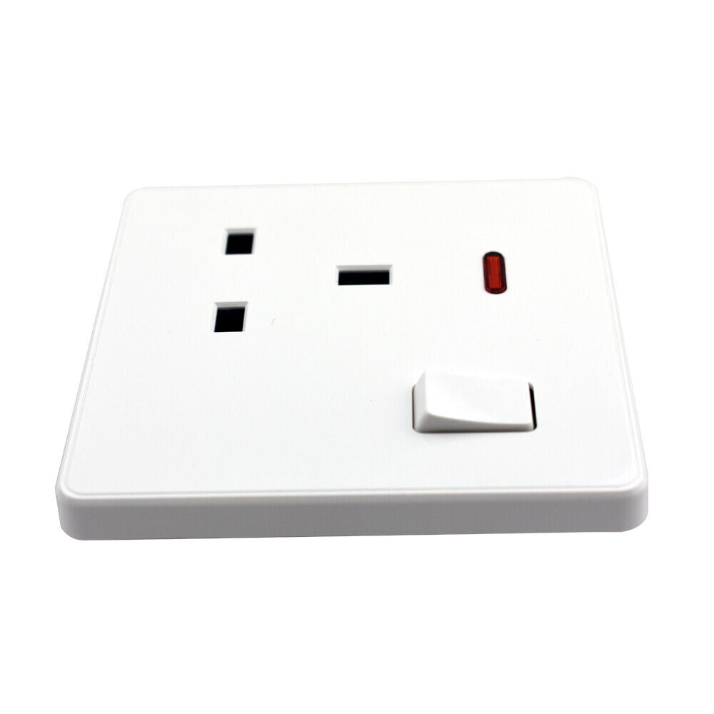 13Amp Single Switched wall plug socket with ON/OFF Switch LED Indicator UK Stock~3856