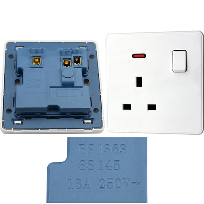 13Amp Single Switched wall plug socket with ON/OFF Switch LED Indicator UK Stock~3856