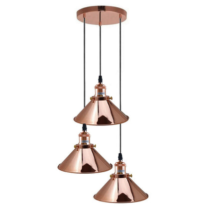 3 Head Pendant Light Metal Hanging Vintage Industrial 3 Way Ceiling Retro Lamp~3851