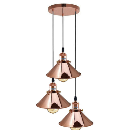 3 Head Pendant Light Metal Hanging Vintage Industrial 3 Way Ceiling Retro Lamp~3851