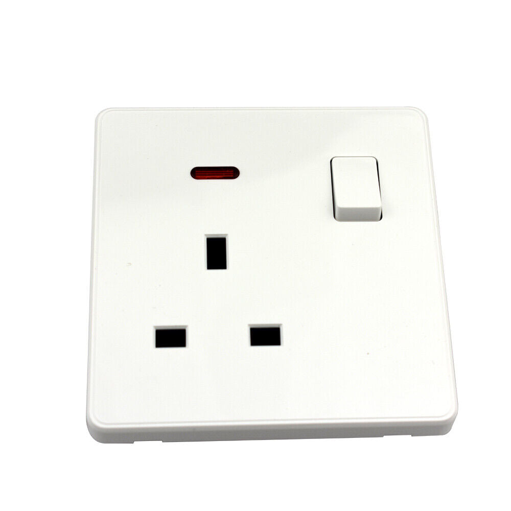 13Amp Single Switched wall plug socket with ON/OFF Switch LED Indicator UK Stock~3856