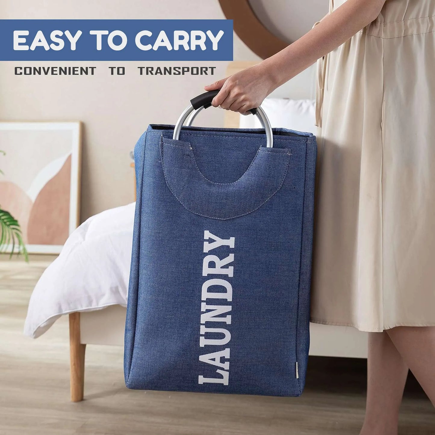 37L Collapsible Heavy Duty Laundry Bag with Handles Only~3800