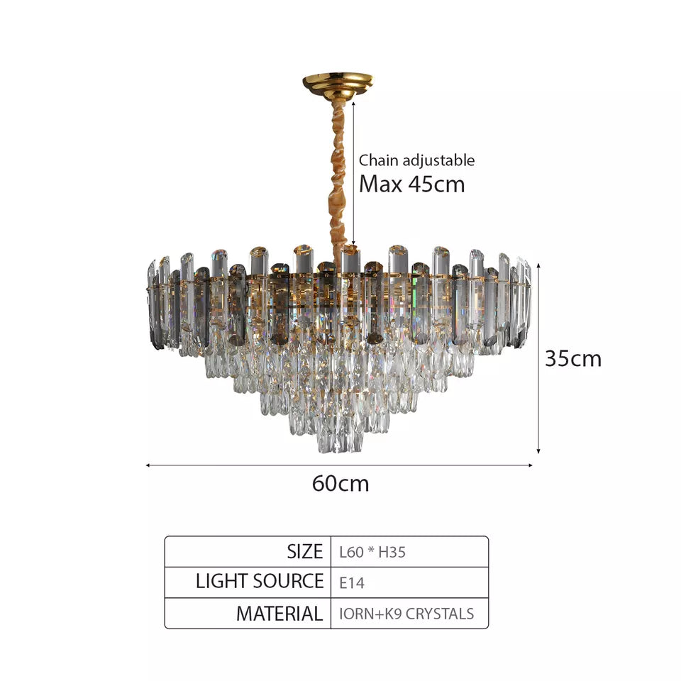 60mm chandelier and lights