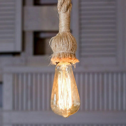 Hemp rope Adjustable E27 ceiling pendant light fitting~3785