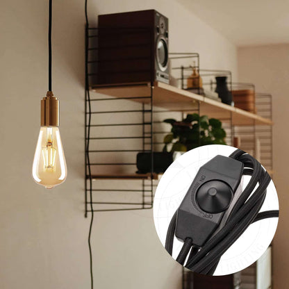 Plug-in Vintage E27 Dimmer Switch Fabric Pendant Light Holder~3802