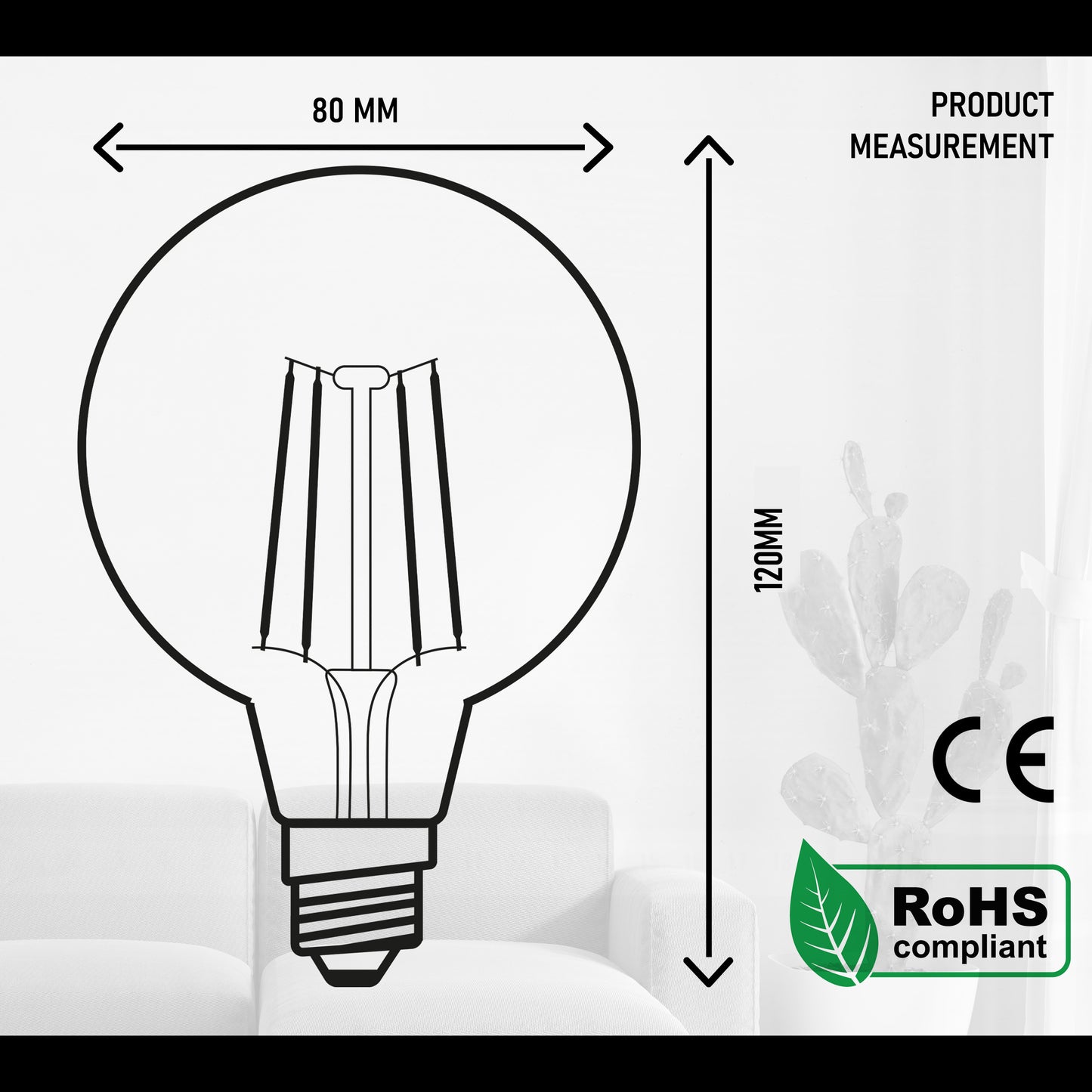 E27 4W G80 Dimmable LED Vintage Filament Classic Light Bulb~2639