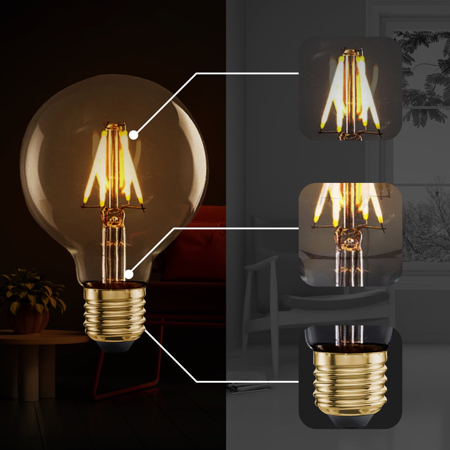 E27 4W G80 Dimmable LED Vintage Filament Classic Light Bulb~2639