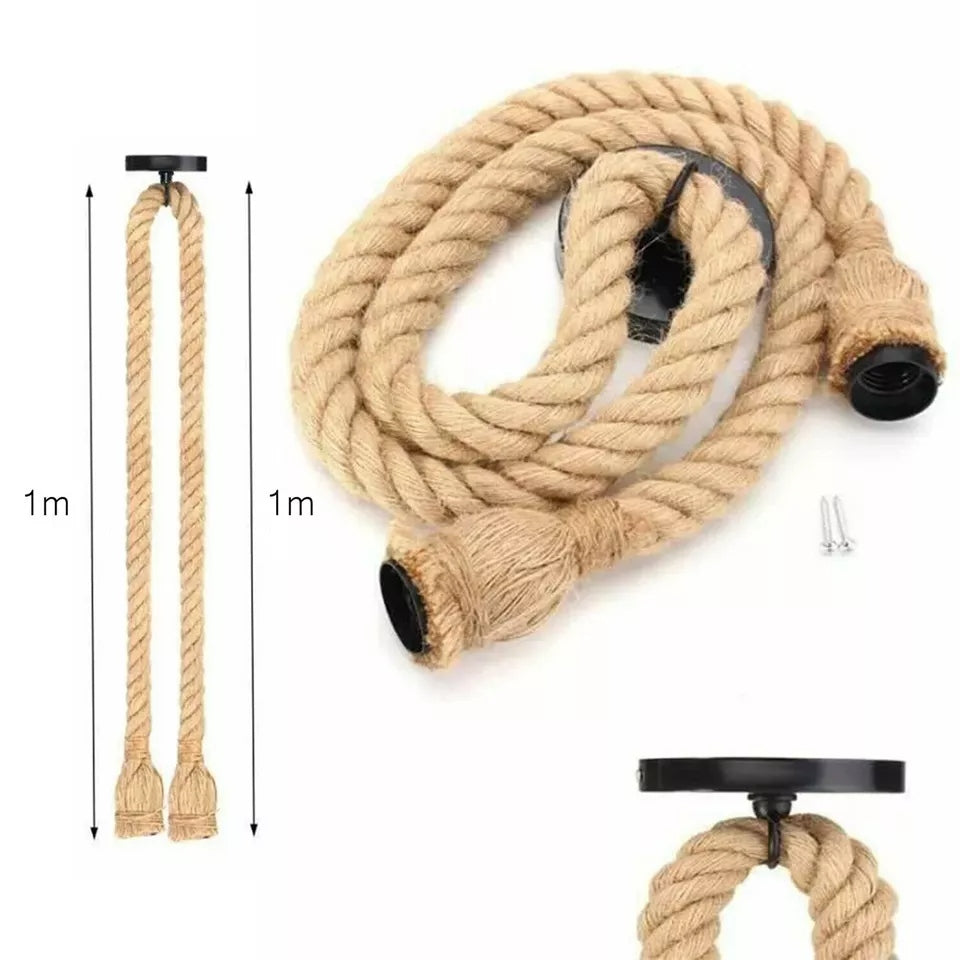 Hemp rope Adjustable E27 ceiling pendant light fitting~3785