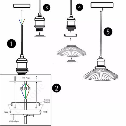 Industrial Amber Glass Pendant Light E27 Adjustable Lamp Fixture~3807