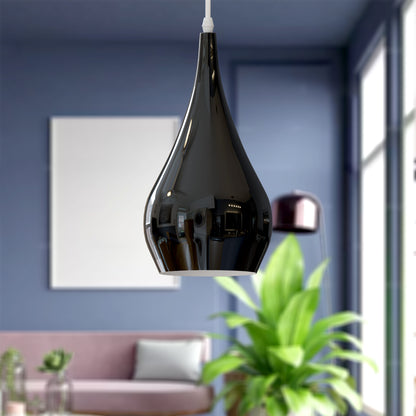 Industrial Sleek Long Drop Fitting Iron Shade Pendant Light~2835