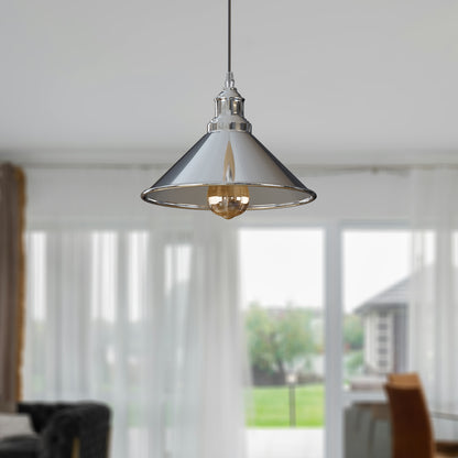 Industrial Vintage Metal Cone Shape Chrome ceiling Pendant Light~2703