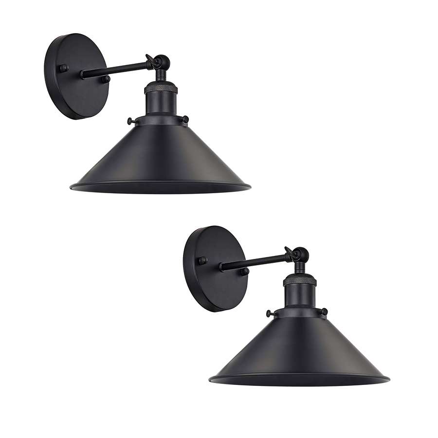  Adjustable armed black coned shape wall lamp