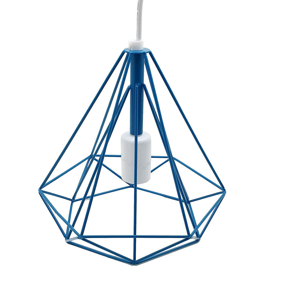 Blue Geometric diamond cage ceiling light