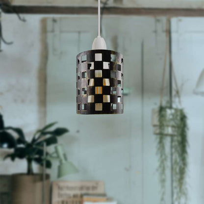 Brushed Copper Drum shade Pendant Light | Hallway