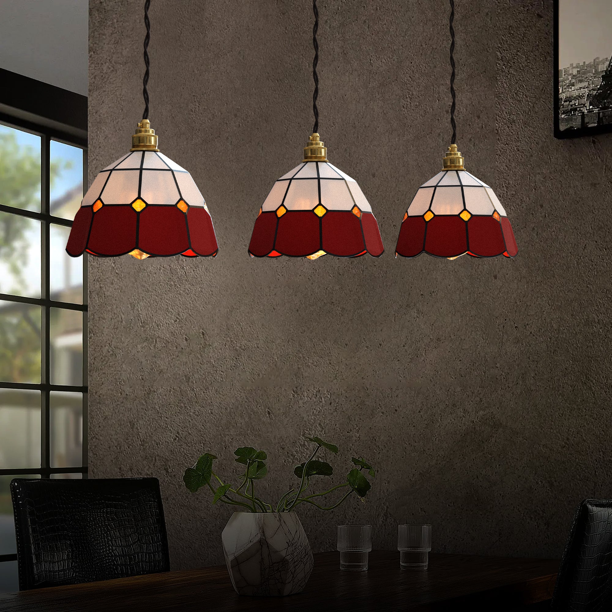 Stained glass hanging deals lamp shades