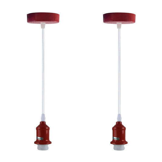 2 Pack Burgundy Ceiling Light Fitting E27 Pendant Lamp Holder ~5025