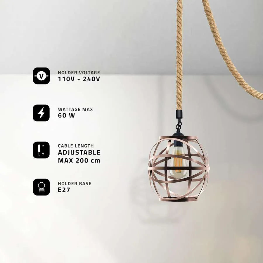 single head hemp rope pendant light-detail image